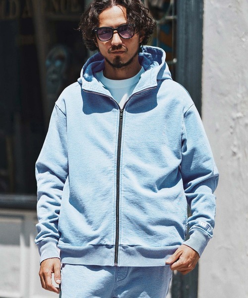 felkod（フィルコッド）の「mpa3831- Knit Denim High Neck Zip Parka ジップパーカー（パーカー・メンズ・ライトインディゴブルー/インディゴブルー・S/M/L）」の11枚目の写真