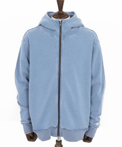 felkod（フィルコッド）の「mpa3831- Knit Denim High Neck Zip Parka ジップパーカー（パーカー・メンズ・ライトインディゴブルー/インディゴブルー・S/M/L）」の19枚目の写真