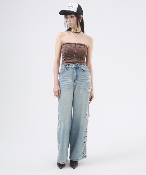 d.i.a.(ダイヤ)の「センタージップギャザー カップインベアトップ(Tシャツ/カットソー・レディース・モカ/ホワイト/ブラック・FREE)」の17枚目の写真