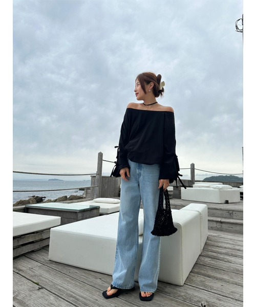 TRUNC(トランクエイティーエイト)の「Waterlike Ribbon Pullover(Tシャツ/カットソー・レディース・アイボリー/ブラック/ネイビー・FREE)」の9枚目の写真