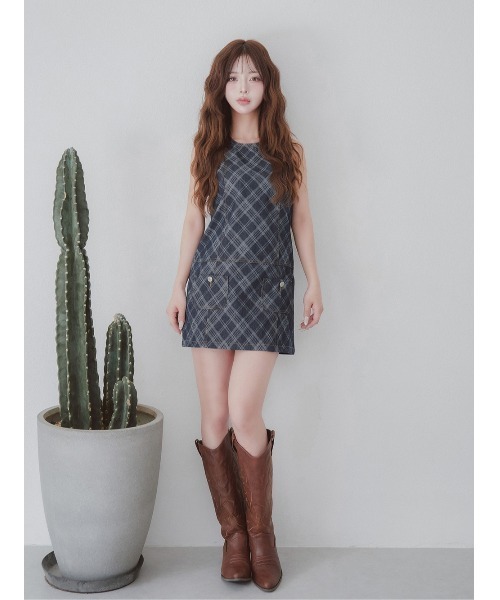 【新品】darich バイヤスチェックデニムミニワンピース バイヤスチェックデニムミニワンピース（ワンピース）｜Darich