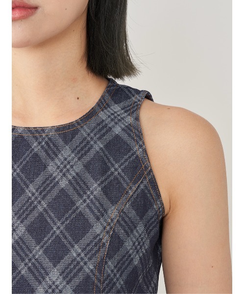 バイヤスチェックデニムミニワンピース（ワンピース）｜Darich