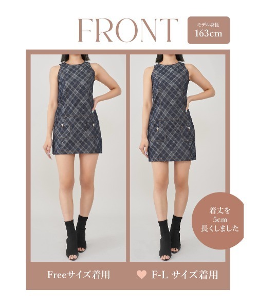 バイヤスチェックデニムミニワンピース（ワンピース）｜Darich