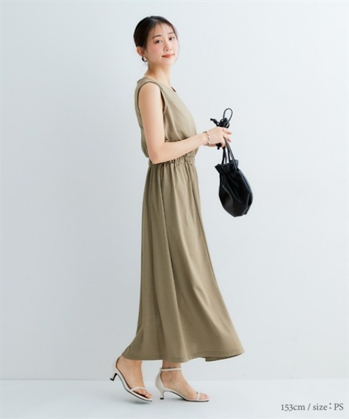 ERISABETTA FRANCHI ひざ丈ワンピース ノースリーブ ヒョウ柄 ワンピース レディース マキシ丈 ヒョウ柄 レオパード