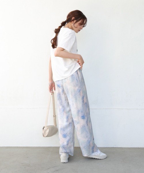 セール】【S・Mサイズ展開】ニュアンスプリントストレートパンツ