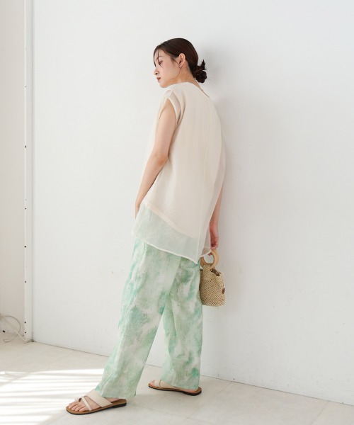 Bab(バブ)の「【S・Mサイズ展開】ニュアンスプリントストレートパンツ(その他パンツ・レディース・グリーン/ブルー・S/M)」の14枚目の写真