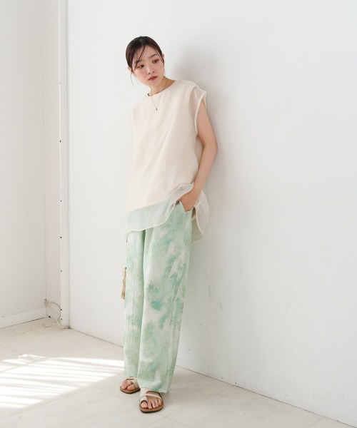 Bab(バブ)の「【S・Mサイズ展開】ニュアンスプリントストレートパンツ(その他パンツ・レディース・グリーン/ブルー・S/M)」の11枚目の写真