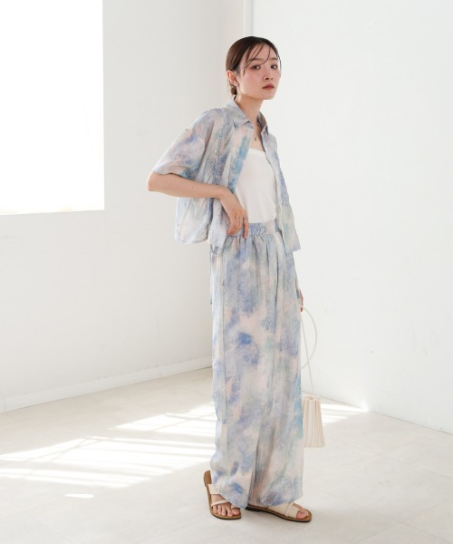 Bab(バブ)の「【S・Mサイズ展開】ニュアンスプリントストレートパンツ(その他パンツ・レディース・グリーン/ブルー・S/M)」の5枚目の写真