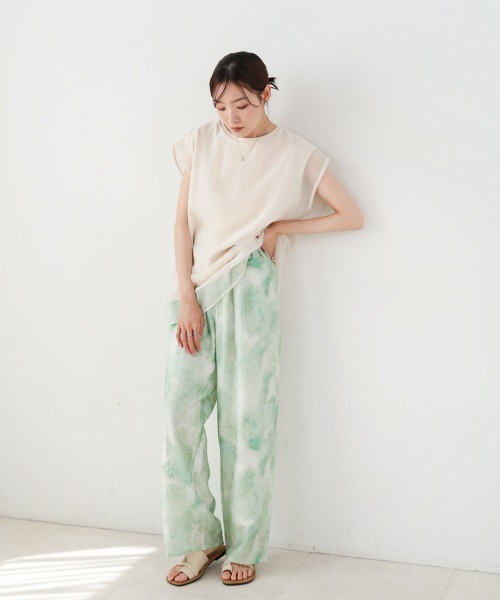 Bab(バブ)の「【S・Mサイズ展開】ニュアンスプリントストレートパンツ(その他パンツ・レディース・グリーン/ブルー・S/M)」の4枚目の写真