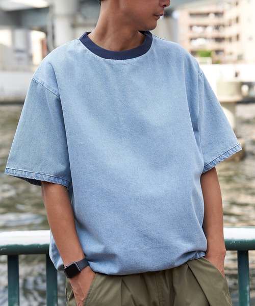 VENCEEXCHANGE(ヴァンスエクスチェンジ)の「デニムTシャツ(Tシャツ/カットソー・メンズ・ブラック/ネイビー/ブルー系・M/L/LL)」の17枚目の写真
