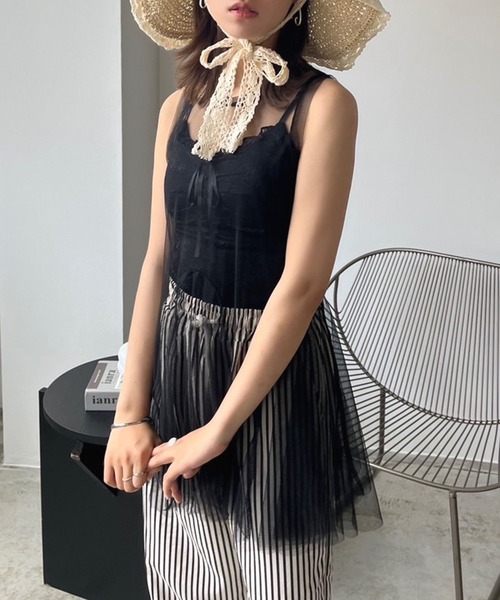 Jewelobe(ジュエローブ)の「シアーチュールパネルペプラムチュニック(チュニック・レディース・ブラック/ホワイト/ピンク・FREE)」の1枚目の写真