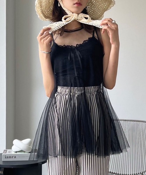 Jewelobe(ジュエローブ)の「シアーチュールパネルペプラムチュニック(チュニック・レディース・ブラック/ホワイト/ピンク・FREE)」の19枚目の写真