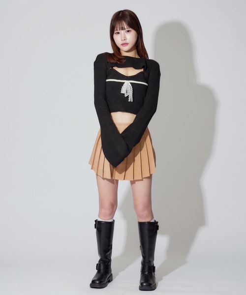 ALLuRing ChaRm(アリュリングチャーム)の「Frill Ribbon knit set / フリルリボンニットアンサンブル 2点セット(ニット/セーター・レディース・ブラック/アイボリー・FREE)」の22枚目の写真