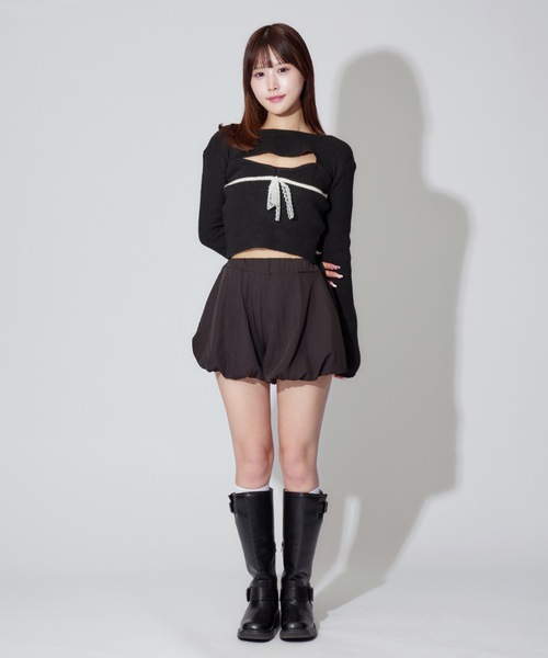 ALLuRing ChaRm(アリュリングチャーム)の「Frill Ribbon knit set / フリルリボンニットアンサンブル 2点セット(ニット/セーター・レディース・ブラック/アイボリー・FREE)」の20枚目の写真