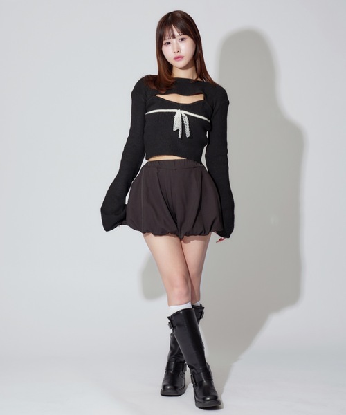 ALLuRing ChaRm(アリュリングチャーム)の「Frill Ribbon knit set / フリルリボンニットアンサンブル 2点セット(ニット/セーター・レディース・ブラック/アイボリー・FREE)」の21枚目の写真