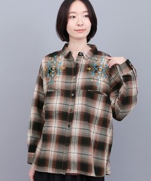 チチカカ | 刺繍ワッフルチェックシャツ(シャツ/ブラウス)