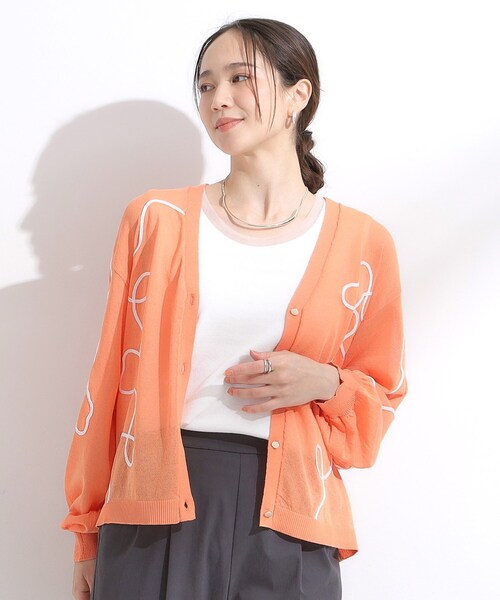 DRESKIP（ドレスキップ）の「ニュアンスデザインがこなれ見え 刺繍デザイン シアーカーディガン（カーディガン/ボレロ・レディース・アイボリー/ライトオレンジ系/ブルー/チャコールグレー・00）」の22枚目の写真