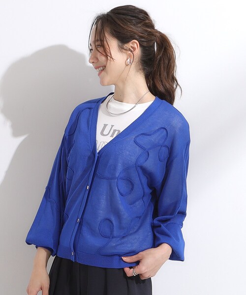 DRESKIP（ドレスキップ）の「ニュアンスデザインがこなれ見え 刺繍デザイン シアーカーディガン（カーディガン/ボレロ・レディース・アイボリー/ライトオレンジ系/ブルー/チャコールグレー・00）」の18枚目の写真