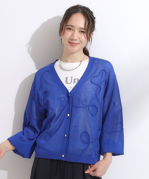 DRESKIP（ドレスキップ）の「ニュアンスデザインがこなれ見え 刺繍デザイン シアーカーディガン（カーディガン/ボレロ・レディース・アイボリー/ライトオレンジ系/ブルー/チャコールグレー・00）」の17枚目の写真