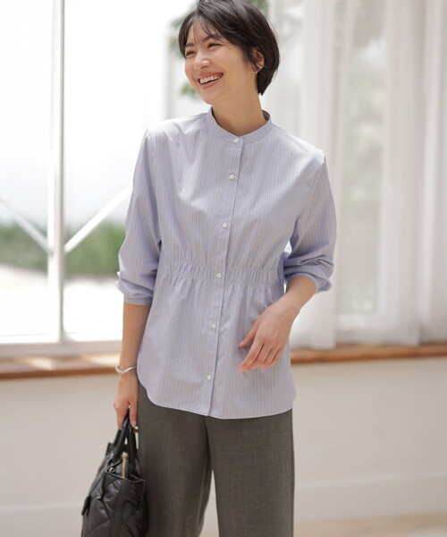 J.PRESS(ジェイプレス)の「【WEB限定】ストライプ シャーリング ブラウス(シャツ/ブラウス・レディース・ネイビー系1/サックスブルー系1/イエロー系1/ピンク系1・9/11)」の5枚目の写真
