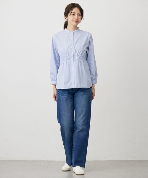 J.PRESS(ジェイプレス)の「【WEB限定】ストライプ シャーリング ブラウス(シャツ/ブラウス・レディース・ネイビー系1/サックスブルー系1/イエロー系1/ピンク系1・9/11)」の9枚目の写真