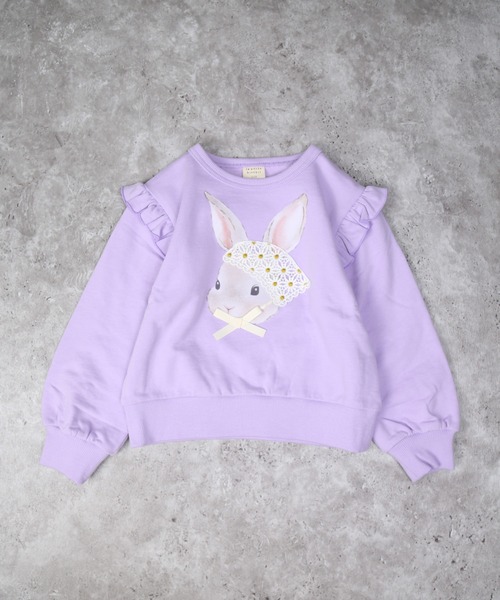 la poche biscuit（ラポシェビスキュイ）の「バブーシュカうさぎトレーナー（スウェット・キッズ・アイボリー/ピンク/ラベンダー・130/120/110/100/90/80/140）」の2枚目の写真