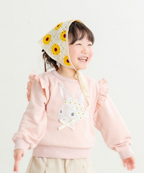 la poche biscuit（ラポシェビスキュイ）の「バブーシュカうさぎトレーナー（スウェット・キッズ・アイボリー/ピンク/ラベンダー・130/120/110/100/90/80/140）」の3枚目の写真