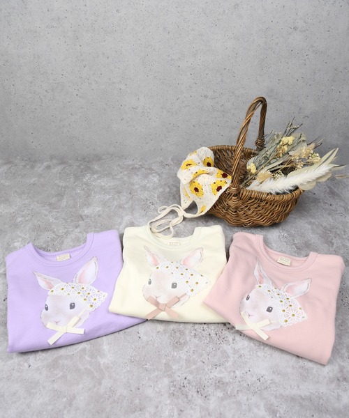 la poche biscuit（ラポシェビスキュイ）の「バブーシュカうさぎトレーナー（スウェット・キッズ・アイボリー/ピンク/ラベンダー・130/120/110/100/90/80/140）」の6枚目の写真