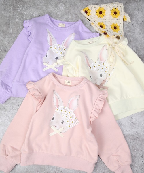 la poche biscuit（ラポシェビスキュイ）の「バブーシュカうさぎトレーナー（スウェット・キッズ・アイボリー/ピンク/ラベンダー・130/120/110/100/90/80/140）」の5枚目の写真