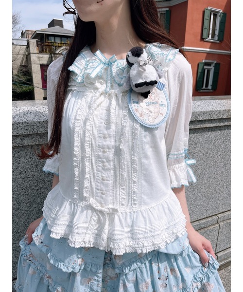 PINK HOUSE（ピンクハウス）の「さざ波とねこプリントスカート