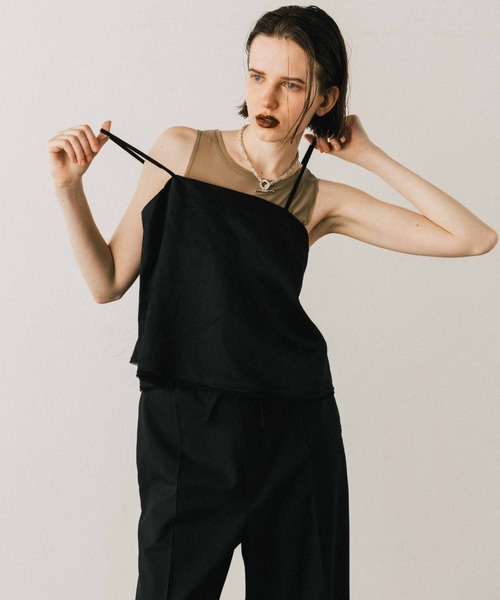 タンクトップ ノースリーブ TULLE TANK SET CUP IN TOP/チュールタンクセットカップイントップ レディース TULLE TANK SET CUP IN TOP/チュールタンクセットカップイン