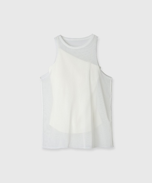 CREDONA(クレドナ)の「TULLE TANK SET CUP IN TOP/チュールタンクセットカップイントップ(タンクトップ・レディース・カーキ/ホワイト・FREE)」の7枚目の写真