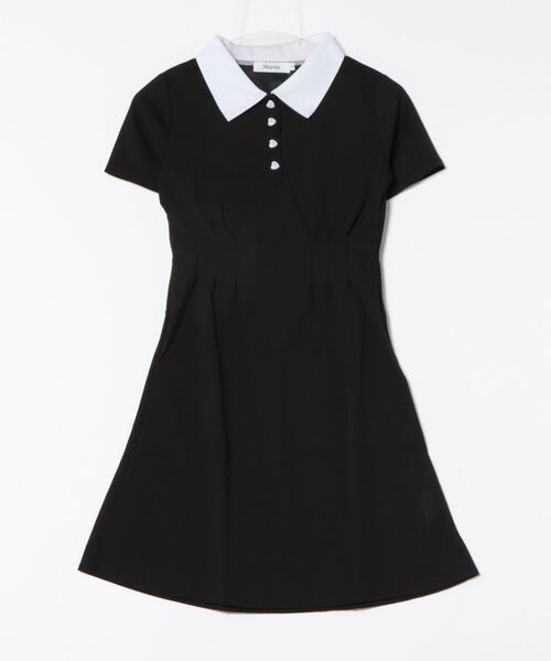 Mayree(メイリー)の「【Mayree】ポロ風 ハートボタン 半袖 ミニ丈 ワンピース(ワンピース・レディース・ブラック・SMALL/MEDIUM/LARGE)」の5枚目の写真