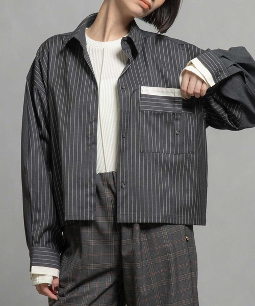 MARECHAL TERRE（マルシャルテル）の「コンビネーションショートシャツ（シャツ/ブラウス・レディース・ブラック系1/ネイビー系1/グレー系/ネイビー系・MEDIUM）」の2枚目の写真