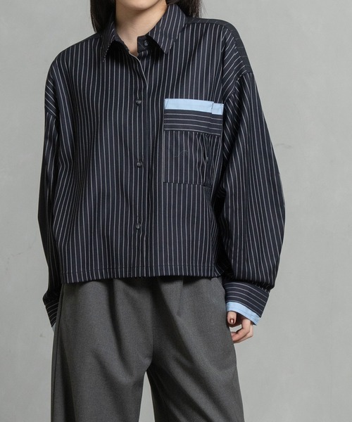 MARECHAL TERRE（マルシャルテル）の「コンビネーションショートシャツ（シャツ/ブラウス・レディース・ブラック系1/ネイビー系1/グレー系/ネイビー系・MEDIUM）」の3枚目の写真