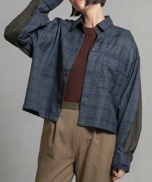 MARECHAL TERRE（マルシャルテル）の「コンビネーションショートシャツ（シャツ/ブラウス・レディース・ブラック系1/ネイビー系1/グレー系/ネイビー系・MEDIUM）」の4枚目の写真