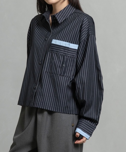 MARECHAL TERRE（マルシャルテル）の「コンビネーションショートシャツ（シャツ/ブラウス・レディース・ブラック系1/ネイビー系1/グレー系/ネイビー系・MEDIUM）」の13枚目の写真