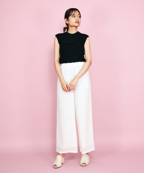 QUEENS COURT(クイーンズコート)の「ビスチェ風切替えニットノースリトップス≪手洗い可能≫(ニット/セーター・レディース・オフホワイト/ピンク/ブラック・M)」の9枚目の写真