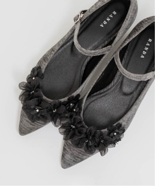 セール】3Dフラワーフラットパンプス（パンプス）｜RANDA（ランダ）の