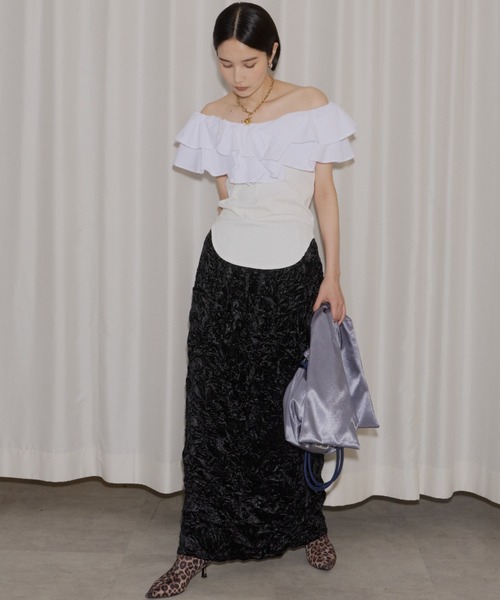 yae(ヤエ)の「Crinkle velour skirt /クリンクルベロアスカート(スカート・レディース・ブラウン/ベビーピンク/ブラック・38/36)」の13枚目の写真