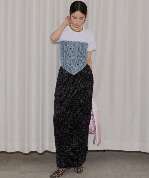 Crinkle velour skirt /クリンクルベロアスカート（スカート）｜yae