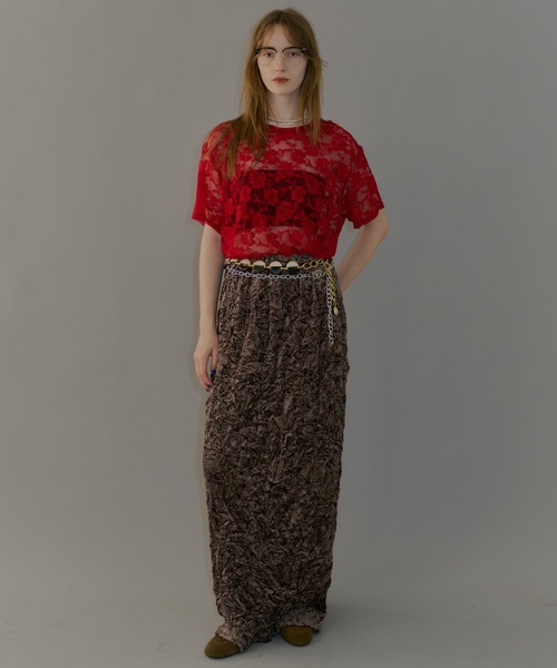 Crinkle velour skirt /クリンクルベロアスカート（スカート）｜yae