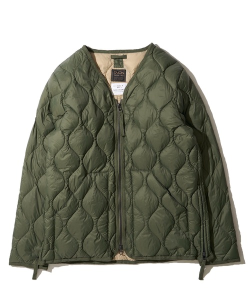 TAION/タイオン】MILITARY W-ZIP VNECK DOWN JACKET / フロントジップ