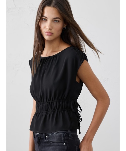 BANANA REPUBLIC FACTORY STORE(バナナリパブリック ファクトリーストア)の「BANANA REPUBLIC FACTORY STORE サイドタイトップ(シャツ/ブラウス・レディース・ブラック/ピンク・XS/S/L/M)」の1枚目の写真
