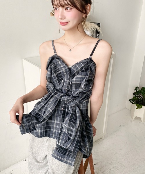 moment+(モーメントプラス)の「マルチウェイ長袖ルーズチェックシャツ(シャツ/ブラウス・レディース・アイボリー/ブラック/グレー/ベージュ/ブラウン/ボルドー・M/L)」の15枚目の写真