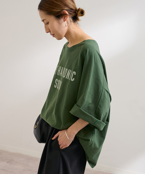 FRAMeWORK(フレームワーク)の「≪一部カラーWEB限定 / 追加≫NEWハーフスリーブロゴTEE(Tシャツ/カットソー・レディース・ホワイト/ブラック/グリーン/ブラウン・FREE)」の11枚目の写真