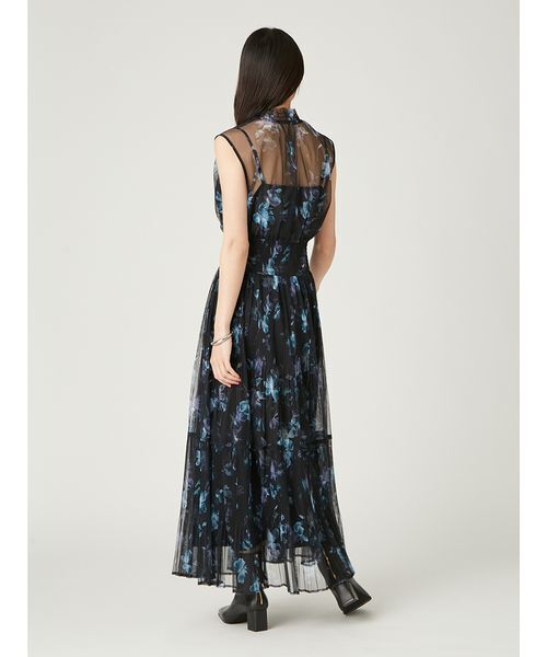 今期♡シアーフラワープリーツワンピース 00サイズ】シアーフラワープリーツワンピース(マキシ・ロング