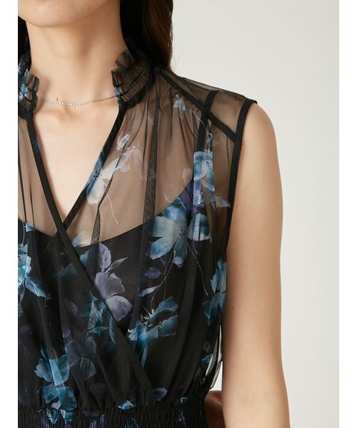 シアーフラワープリーツワンピース セール】【00サイズ】シアーフラワープリーツワンピース（ワンピース