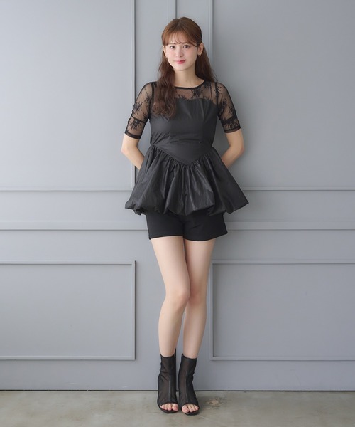 Ambre Neige(アンブルネージュ)の「lace switching balloon tops / レースキリカエバルーントップス(Tシャツ/カットソー・レディース・ブラック/アイボリー・FREE)」の19枚目の写真