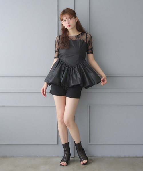 Ambre Neige(アンブルネージュ)の「lace switching balloon tops / レースキリカエバルーントップス(Tシャツ/カットソー・レディース・ブラック/アイボリー・FREE)」の20枚目の写真